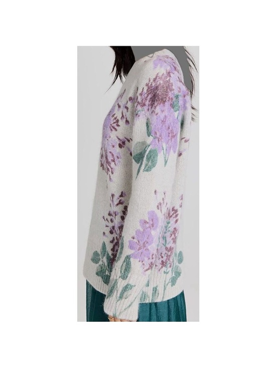 Vince Sweaters - Vince Cream Crewneck Sweater with Lavender Floral Print
